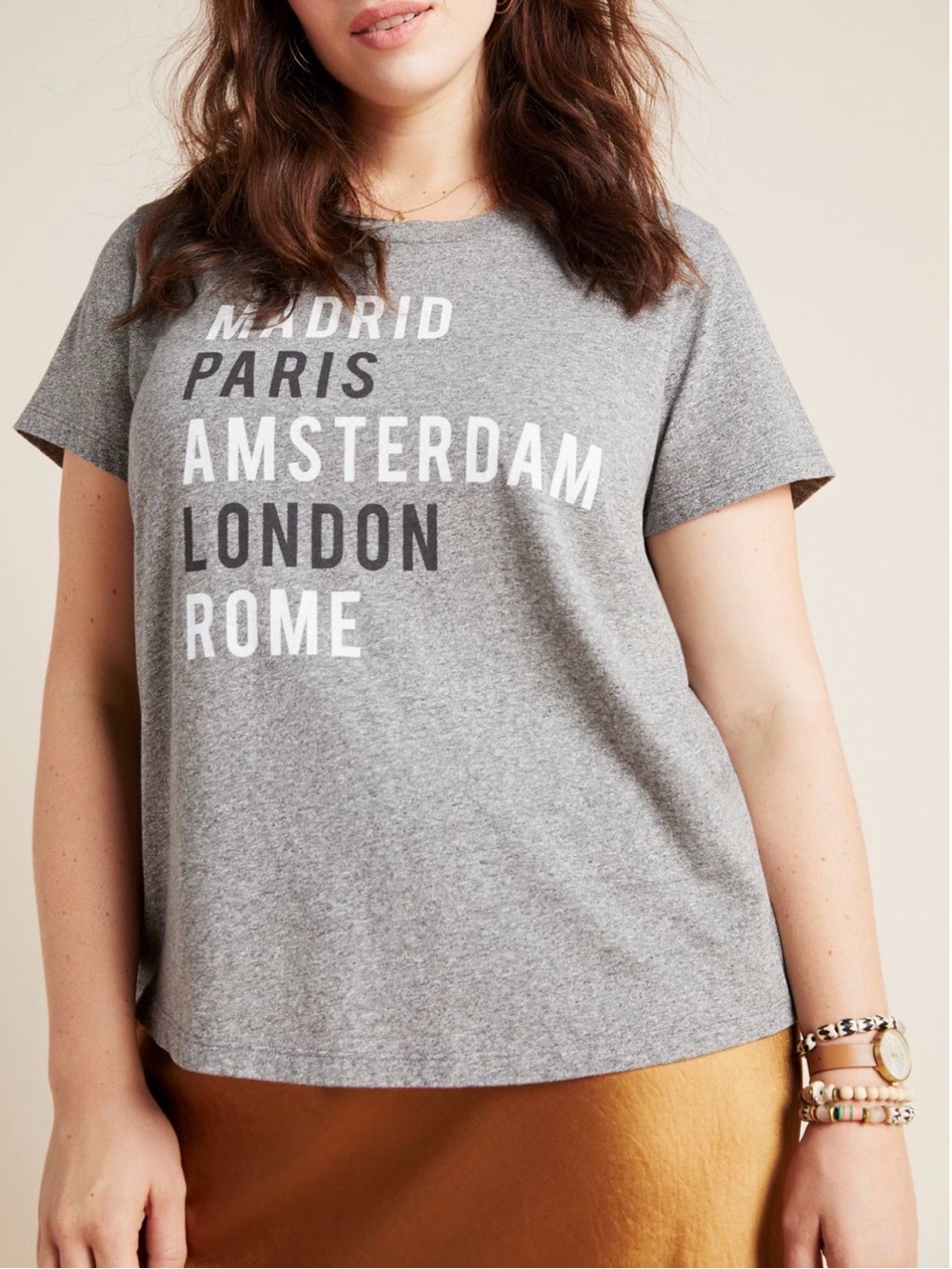 ANTHROPOLOGIE Sol Angeles Cities Graphic Tee in Grey Size XL